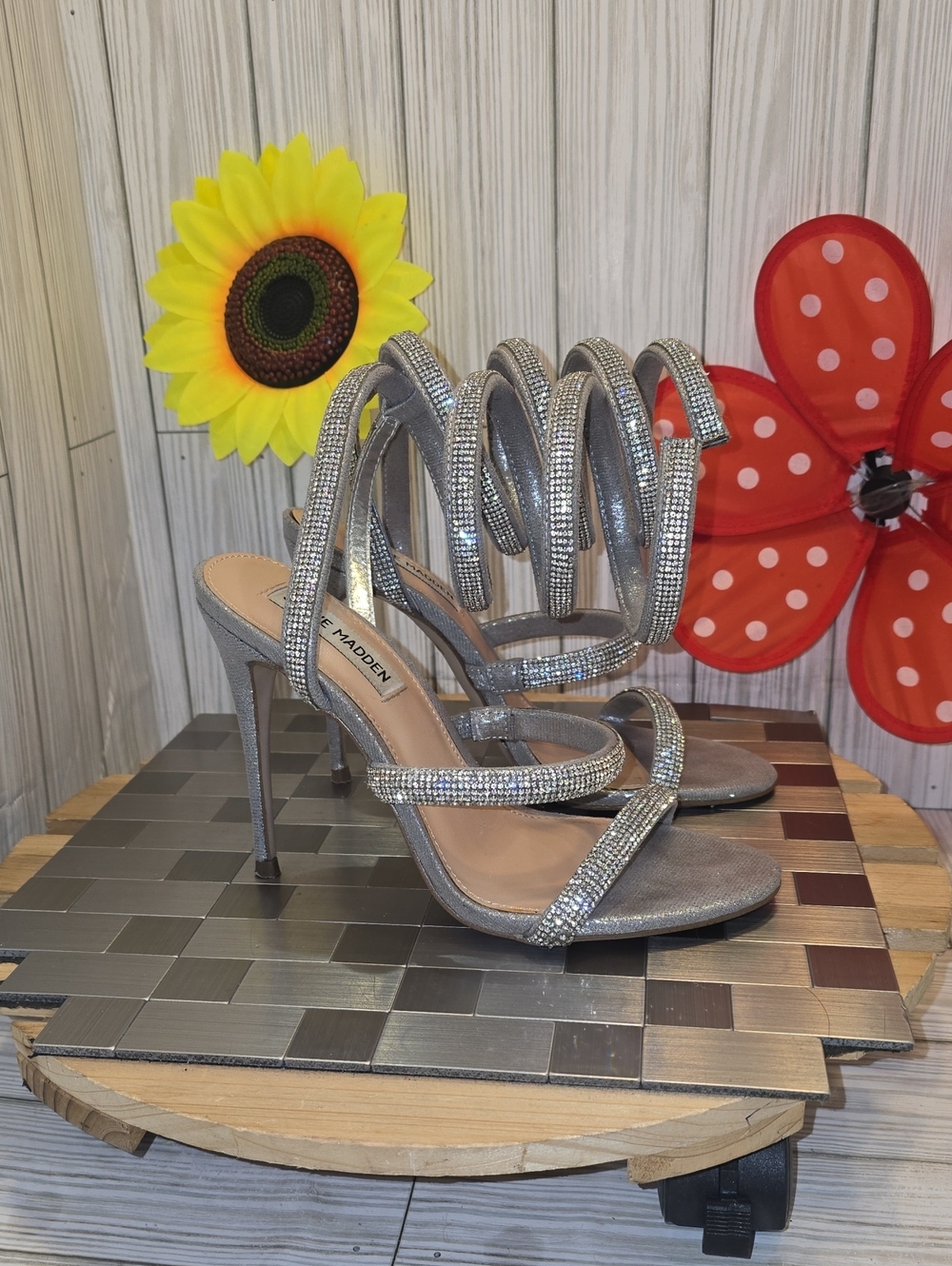 Steve Madden Sparkle Wrap Around Leg Heels